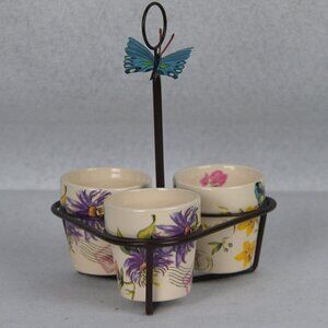 Vtg Yankee Candle Triple Votive Holder Butterly Garden 2011